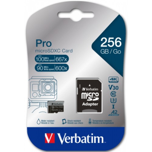 Карта памяти Verbatim 256GB microSDXC class 10 UHS-III PRO (47045)