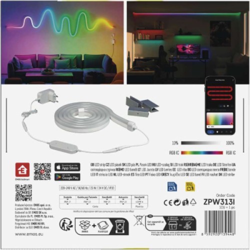 Светодиодная лента EMOS ZPW313I NEON white 3 m 24 Вт RGBIC WiFi (ZPW313I)