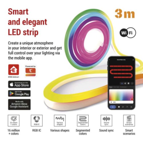 Светодиодная лента EMOS ZPW313I NEON white 3 m 24 Вт RGBIC WiFi (ZPW313I)