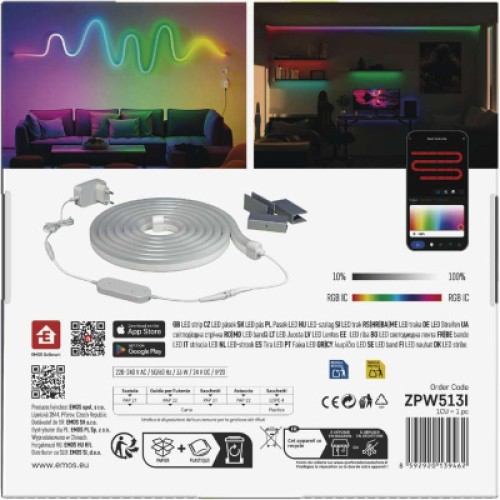 Светодиодная лента EMOS ZPW513I NEON white 5 m 33 Вт RGBIC WiFi (ZPW513I)