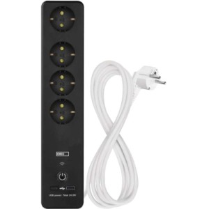 Сетевой удлинитель EMOS P1422SM 2m 4 роз. 1xUSB-A 1xUSB-C Wi-Fi 1,5мм2 (P1422SM)