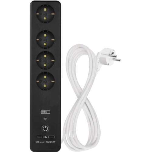 Сетевой удлинитель EMOS P1422SM 2m 4 роз. 1xUSB-A 1xUSB-C Wi-Fi 1,5мм2 (P1422SM)