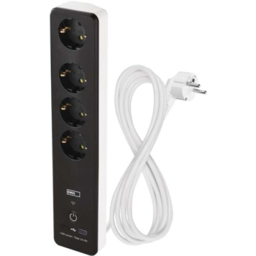 Сетевой удлинитель EMOS P1422SM 2m 4 роз. 1xUSB-A 1xUSB-C Wi-Fi 1,5мм2 (P1422SM)