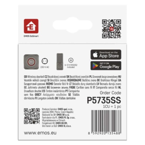 Дверной звонок EMOS беспроводной P5735SS WiFi (P5735SS)
