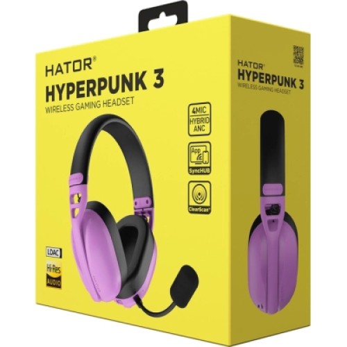 Наушники Hator Hyperpunk 3 Wireless Hi-Res SyncHUB connection Cyber Violet (ESH19)