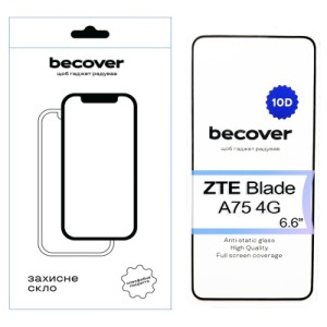 Стекло защитное BeCover ZTE Blade A75 4G 10D Black (713578)