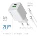 Зарядное устройство ColorWay C101A GaN Mini 20W PD PPS USB-C + USB-A QC4.0 + cable USB-C to USB-C black (CW-CHS062PDC-WT)