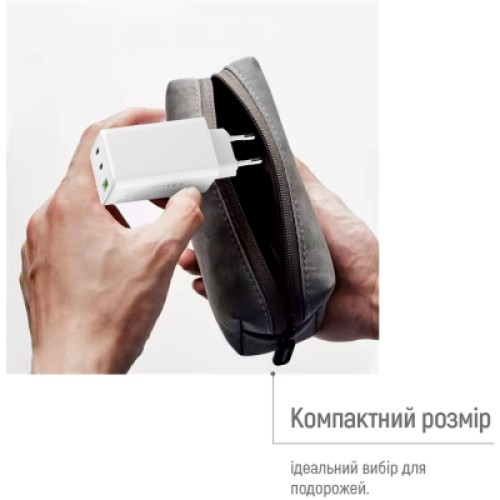 Зарядное устройство ColorWay C101B GaN Mini 100W PD PPS 2xUSB-C + USB-A white (CW-CHS061PD-WT)