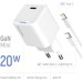 Зарядное устройство ColorWay C101D GaN Mini 20W PD PPS USB-C + cable USB-C to Lightning white (CW-CHS059PDL-WT)