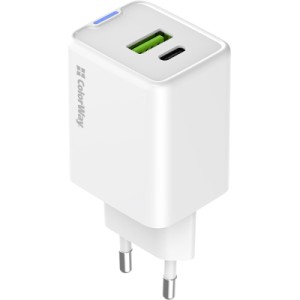 Зарядное устройство ColorWay C101E GaN Mini 45W PD PPS USB-C + USB-A QC4.0 white (CW-CHS060PD-WT)