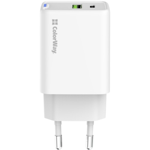 Зарядное устройство ColorWay C101E GaN Mini 45W PD PPS USB-C + USB-A QC4.0 white (CW-CHS060PD-WT)