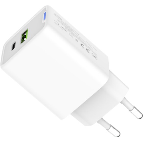 Зарядное устройство ColorWay C101E GaN Mini 45W PD PPS USB-C + USB-A QC4.0 white (CW-CHS060PD-WT)