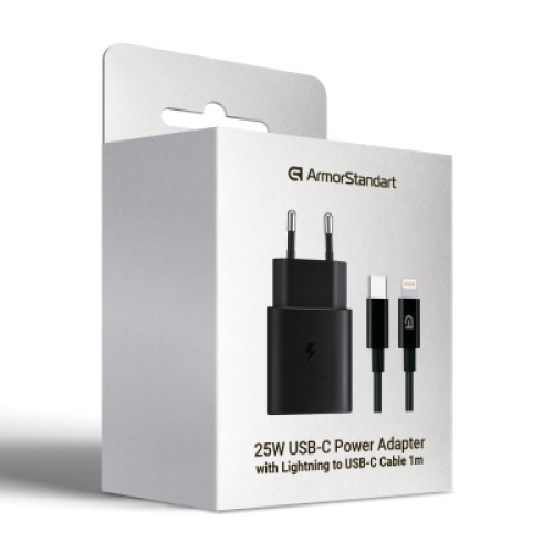 Зарядное устройство Armorstandart AR-TA800 25W USB-C + cable USB-C to Lightning black (ARM77721)