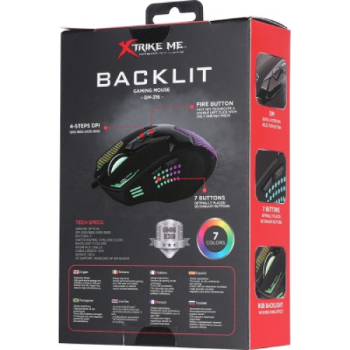 Мышка Xtrike ME GM-216 RGB USB Black (GM-216)