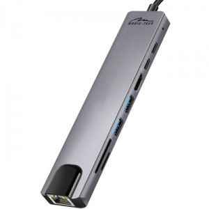 Концентратор Media-Tech USB-C 8-in-1 HDMI 4K/2xUSB-A/2xUSB-C/RJ45/SD/TF/PD 100W USB3.1 (MT5046)
