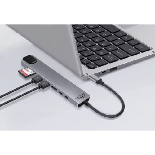 Концентратор Media-Tech USB-C 8-in-1 HDMI 4K/2xUSB-A/2xUSB-C/RJ45/SD/TF/PD 100W USB3.1 (MT5046)