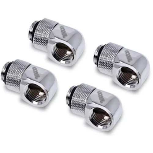 Фитинг для СЖО Alphacool Eiszapfen L-connector rotatable - 4pcs Set - Chrome (17616)