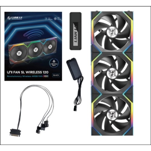 Кулер для корпуса Lian Li Uni Fan SL WIRELESS 120-3, Black (G99.12SL1W3B.00)