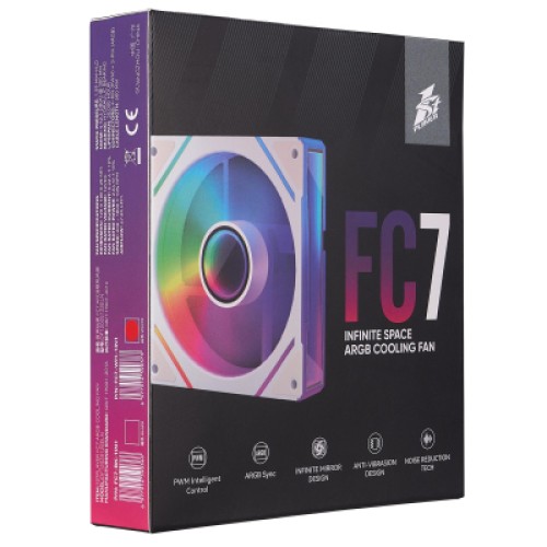 Кулер для корпуса 1stPlayer FC7 White (FC7-WH-1IN1)