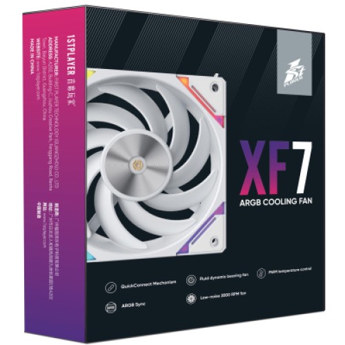 Кулер для корпуса 1stPlayer XF7 White (XF7-WH-1IN1)