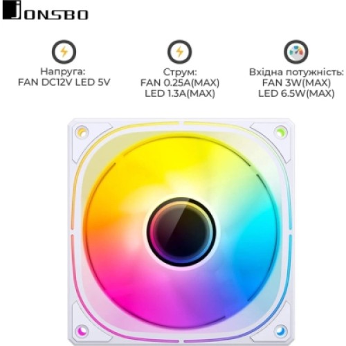 Кулер для корпуса JONSBO FR-505WR Reverse ARGB White