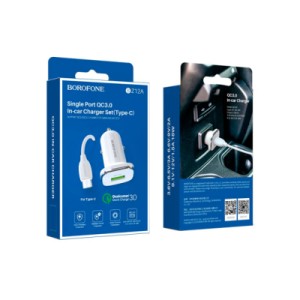 Зарядное устройство BOROFONE BZ12A USB + cable USB to USB-C 1.0m White (BZ12A/TCW)