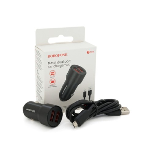 Зарядное устройство BOROFONE BZ19A 2xUSB + cable Micro 5P 1.0m Black (BZ19A/MB)