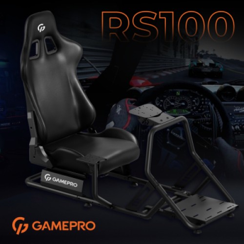 Кресло игровое GamePro RS100 із кріпленням для керма, педалей та коробки передач Black (RS100)