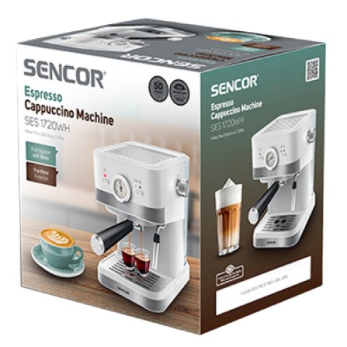 Рожковая кофеварка эспрессо Sencor SES 1720WH