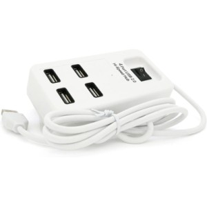 Концентратор Voltronic USB 2.0 to 4xUSB with power switch white (YT-HWS4-W)