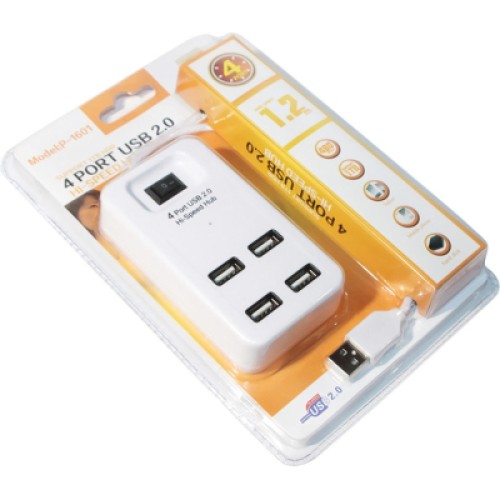 Концентратор Voltronic USB 2.0 to 4xUSB with power switch white (YT-HWS4-W)