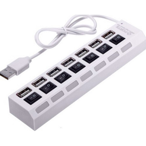 Концентратор Voltronic USB 2.0 to 7xUSB with switches white (YT-H7SHS-W)