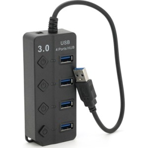 Концентратор Voltronic USB 3.0 to 4xUSB with LED buttons black (YT-3H4A)