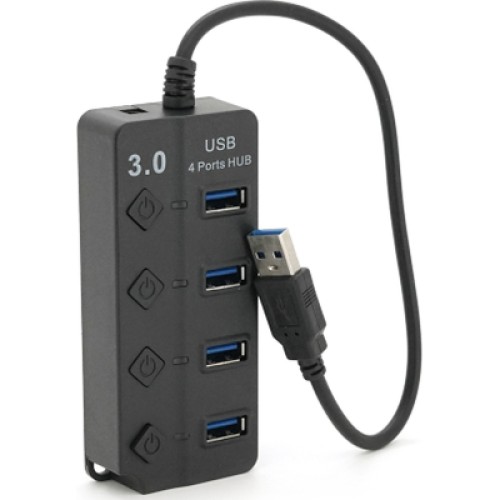 Концентратор Voltronic USB 3.0 to 4xUSB with LED buttons black (YT-3H4A)