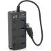 Концентратор Voltronic USB 3.0 to 4xUSB with LED buttons black (YT-3H4A)