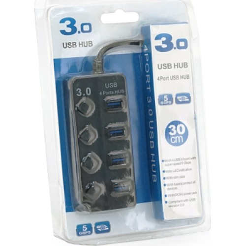 Концентратор Voltronic USB 3.0 to 4xUSB with LED buttons black (YT-3H4A)