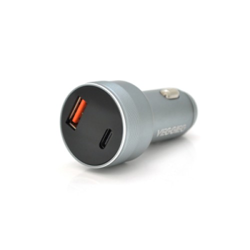 Зарядное устройство VEGGIEG USB QC3.0 + USB-C PD 3.1A digital display silver (QC-C200)