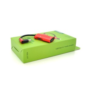 Переходник Lightning 4-in-1 Audio Adapter Lightning + 3.5mm red iKAKU (KSC-377)