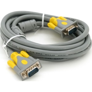 Кабель мультимедийный VGA M to VGA M 3.0m 1080P grey-yellow Merlion (YT-VGA(M)/(M)3+6GR-3m)