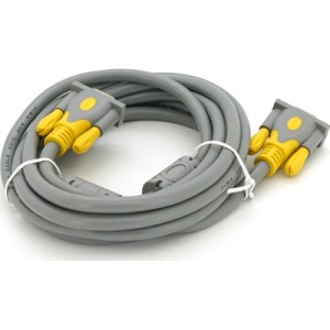 Кабель мультимедийный VGA M to VGA M 3.0m 1080P grey-yellow Merlion (YT-VGA(M)/(M)3+6GR-3m)