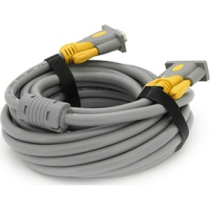 Кабель мультимедийный VGA M to VGA M 5.0m 1080P grey-yellow Merlion (YT-VGA(M)/(M)3+6GR-5m)