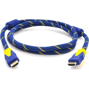 Кабель мультимедийный HDMI M to HDMI M 5.0m V1.4 blue yellow Merlion (YT-HDMI(M)/(M)NY/BL-5.0m)