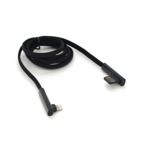 Дата кабель USB 2.0 AM to Lightning 1.0m 4.0A 90° corner black PZX (YT-PZX/V-113-M/B)