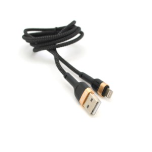 Дата кабель USB 2.0 AM to Lightning 1.0m 3.0A black gold PZX (V-165)