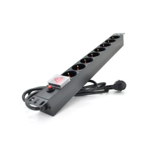 Силовой блок 19" 8 розеток, кабель 1.8м, выключатель, алюм. корпус Pipo (PP8PDUBTGR)