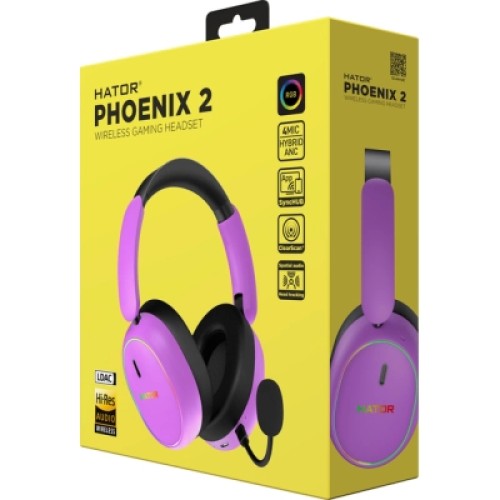 Наушники Hator Phoenix 2 Wireless Hi-Res SyncHUB Cyber Violet (ESH42)