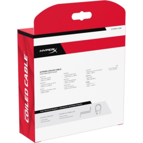 Дата кабель USB 2.0 AM to USB-C 1.37m coiled gray-black HyperX (6J679AA)