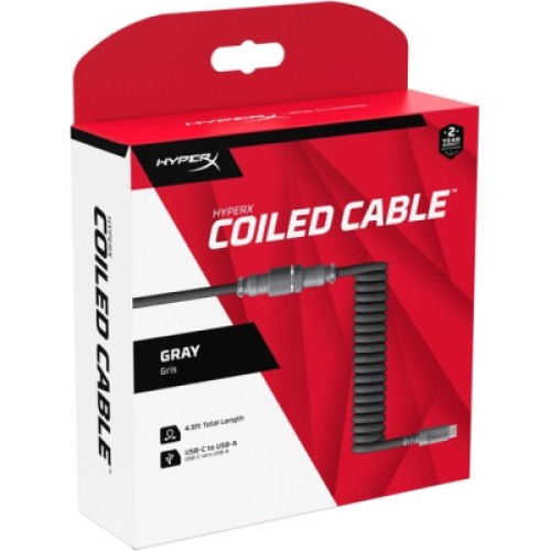 Дата кабель USB 2.0 AM to USB-C 1.37m coiled gray-black HyperX (6J679AA)