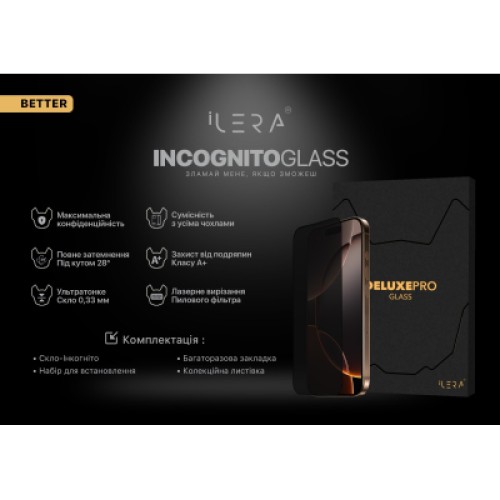 Стекло защитное iLera DeLuxe Frosted iPhone 16 Pro Max (ILFRDL16PRMAX)