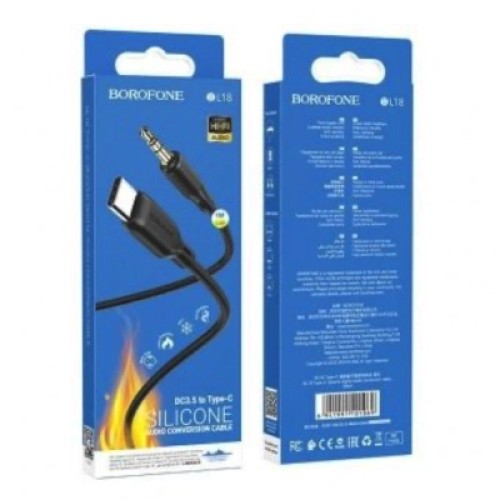 Кабель мультимедийный USB-C to 3.5mm M 1.0m silicone black BOROFONE (6941991101069)